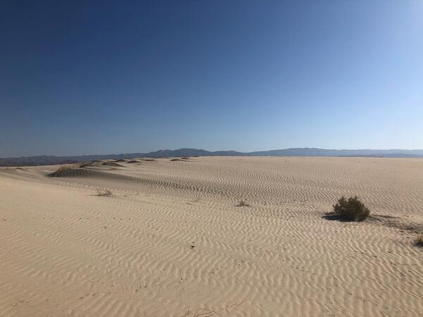 Sand dunes against a blue sky 