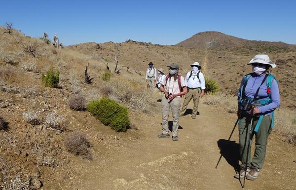 More socially distanced researchers, this time at the end of a trail